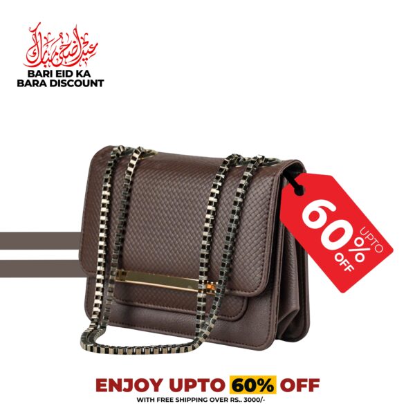 Chocolate Brown Box Chain Premium Crossbody Bag