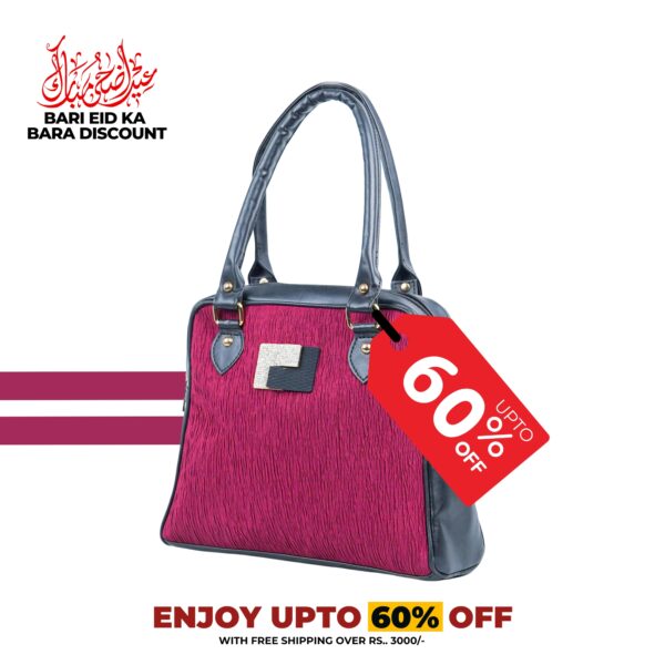 Dual Fabric Exclusive Handbag - Maroon & Black